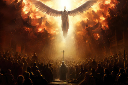 Crucifixion of Jesus Christ in the church. 3D renderingの素材