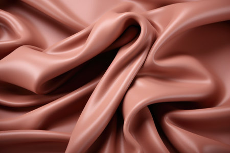 Closeup of rippled brown satin fabric, abstract backgroundの素材