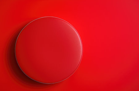 3d rendering of a red circle on a red background with copy spaceの素材