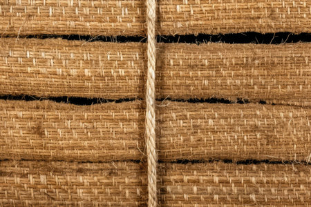 Burlap texture background. Close up of natural burlap texture.の素材