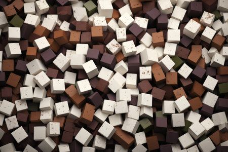 3d rendering of a lot of small cubes in a chaotic patternの素材