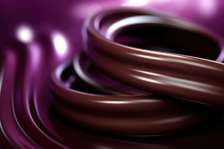3d illustration of abstract background with smooth satin waves in purple colorの素材