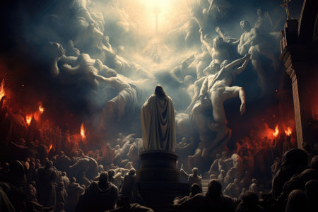 Crowd of people in front of the altar of the Holy Sepulchreの素材