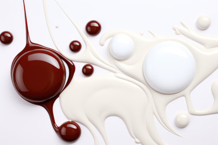 close up of  a chocolate syrup on white background with clipping pathの素材