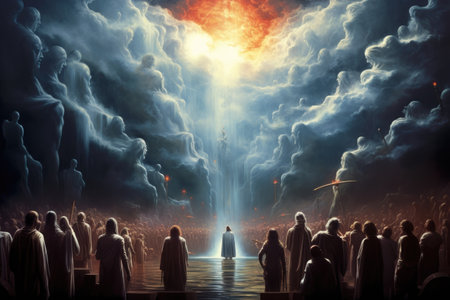 Wedding Ceremony. Bride and groom in the church. 3D renderingの素材