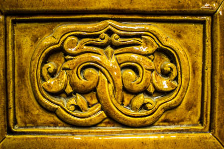 Closeup of decorative tile at Ming Xiaoling Tomb in Nanjing Chinaの写真素材