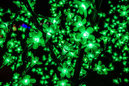 Green Decorative Leaf LED Christmas Lightsの写真素材