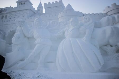 Snow Sculptures at the Harbin Snow and Ice Festival in Harbin Chinaのeditorial素材