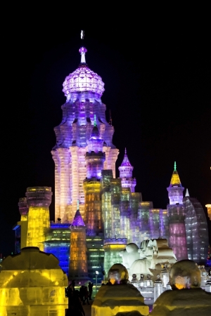 Ice Buildings at the 2013 Snow and Ice Festival in Harbin Chinaのeditorial素材