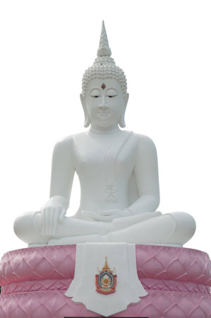 White  buddha statue on white background の写真素材