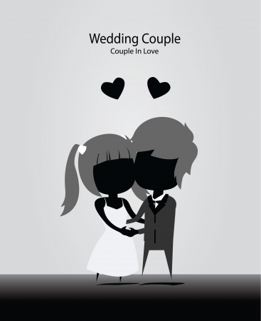 wedding couple in love black and white modelのイラスト素材