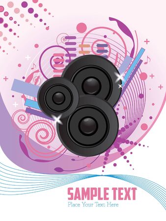 pink purple poster disco party music loudspeaker retro - vector version is also availableのイラスト素材