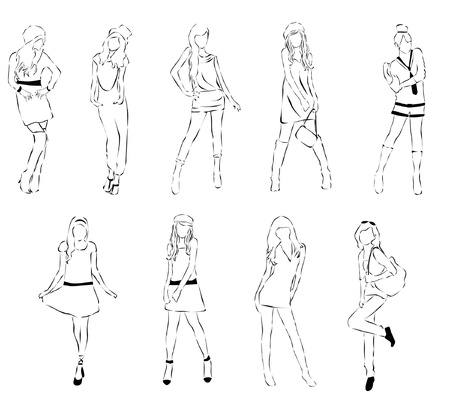 set of sketch fashionのイラスト素材