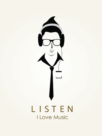 Listening to music vectorのイラスト素材