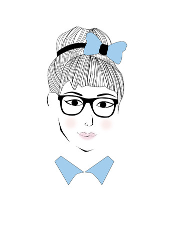 cute and geek girl vectorのイラスト素材