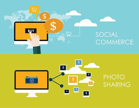 internet of things and sharing concept social marketing digital marketing and internet marketing social media vectorのイラスト素材