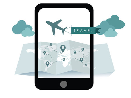 travelling maps concept internet of things flat design vectorのイラスト素材