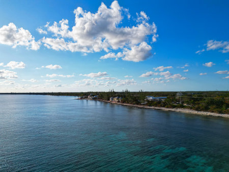 Aerial view of the island Grand Caymanの写真素材