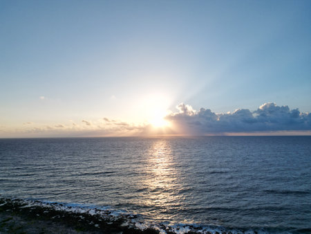 Sunset over the Atlantic Ocean in Tenerife Canary Islands Spainの写真素材