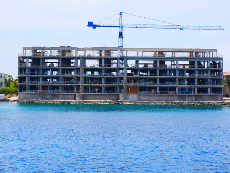 Construction of a multi-storey building in the port of Rhodesの写真素材
