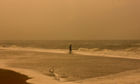 man alone in beachの写真素材