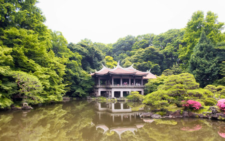 Tokyo, Japan - May 28, 2016 - Traditional Japanese tea house at Shinjuku gardenのeditorial素材