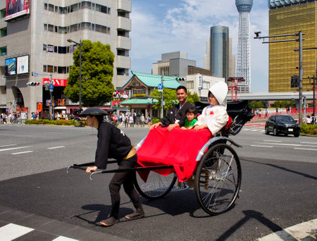TOKYO - MAY, 2016: Wife, husband and son in Asakusa on May 29, 2016