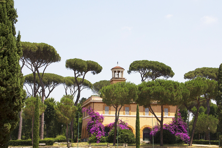 View of Piazza Di Siene at Borghese garden in Romeの写真素材