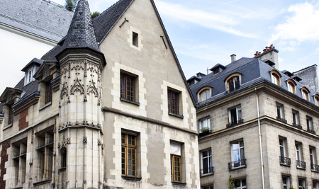 View of buildings in Le Marais district in Parisの写真素材