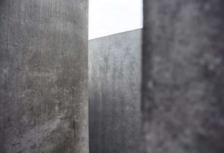 BERLIN - JULY, 2016: View of Memorial to the murdered Jews of Europe in Berlin. It is also known as Holocaust Memorial. Designed by architect Peter Eisenman and engineer Buro Happold.のeditorial素材