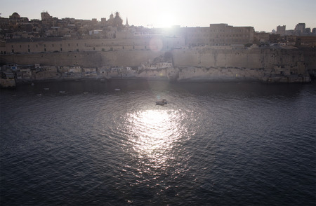 View of Valletta city in Malta with lens flare effects.の写真素材