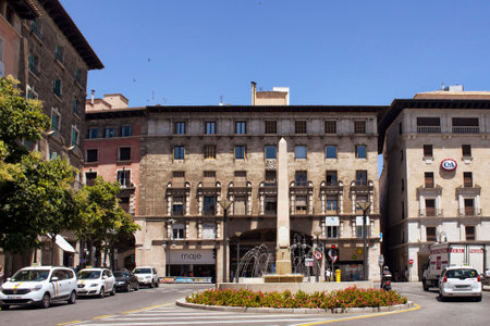 View of historical square in Palma De Mallorca.のeditorial素材
