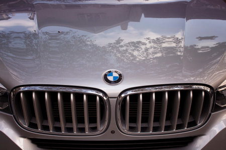 Close up view of the front section of luxury car.のeditorial素材