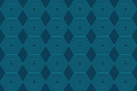 Seamless, abstract background pattern made with lines in hexagon shapes in tones of blue. Modern,...