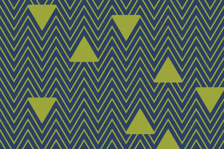 Abstract background pattern made with triangle shapes and zigzags in blue and green colors. Retro...