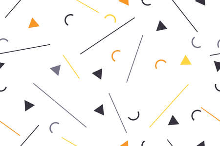 Seamless, abstract background pattern made with lines and geometric shapes. Playful, modern vector...
