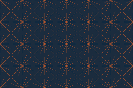 Seamless, abstract background pattern made with lines in light / star abstraction. Decorative vector art in orange and blue colorsのイラスト素材