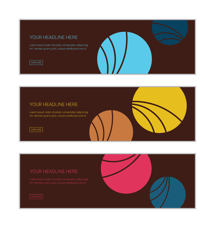 Web banner design template set consisting of abstract backgrounds made with colorful circle shapes. Modern, cheerful vector art.のイラスト素材