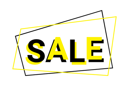 Graphic design of sale sign in black and yellow colors. Modern, trendy vector.のイラスト素材