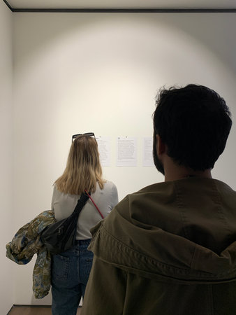 View of people visiting 16th Istanbul Biennial titled Exploring the Seventh Continent at Istanbul...