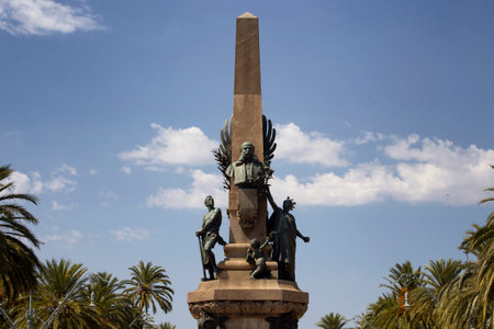 Close up view of The Rius and Taulet monument at Ciutadella park in Barcelona. It is a sunny summer day.のeditorial素材