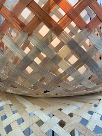 Close up view of wicker basket.