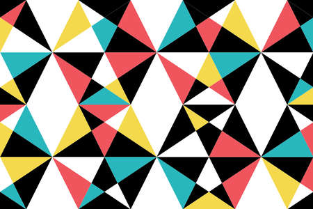 Seamless, abstract background pattern made with colorful triangles forming hexagon shapes. Modern,...
