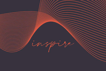 Modern, simple, elegant graphic design of a word "Inspire" with repeated wavy lines in orange and grey colors. Handwritten typography.のイラスト素材