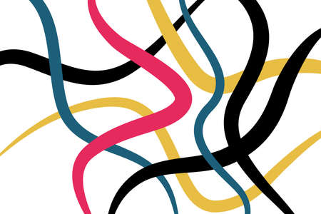 Abstract background pattern made with thick, curvy, colorful lines. Modern, chaotic, bold and...