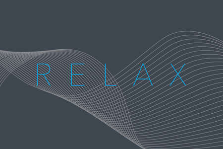 Modern graphic design of a word "Relax" with wavy repeated lines in blue and grey colors. Urban, elegant typography.のイラスト素材