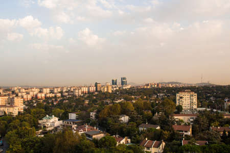 Aerial view of Levent and Etiler districts cityscape view of European side and Asian side in Istanbul.の写真素材