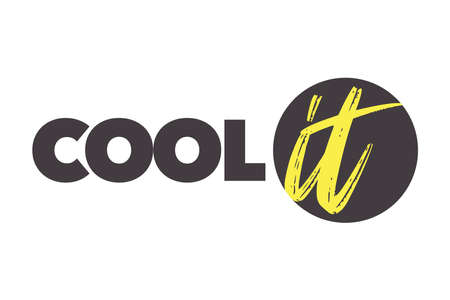 Modern, simple, bold typographic design of a saying "Cool It" in yellow and grey colors. Cool, urban, trendy graphic vector artのイラスト素材