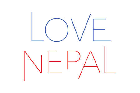 Modern, simple, minimal typographic design of a saying "Love Nepal" in red and blue colors. Cool, urban, trendy graphic vector artのイラスト素材