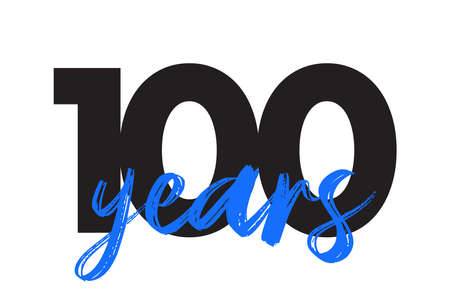 Modern, simple, bold typographic design of a saying 100 Years in black and blue colors. Cool, urban,...